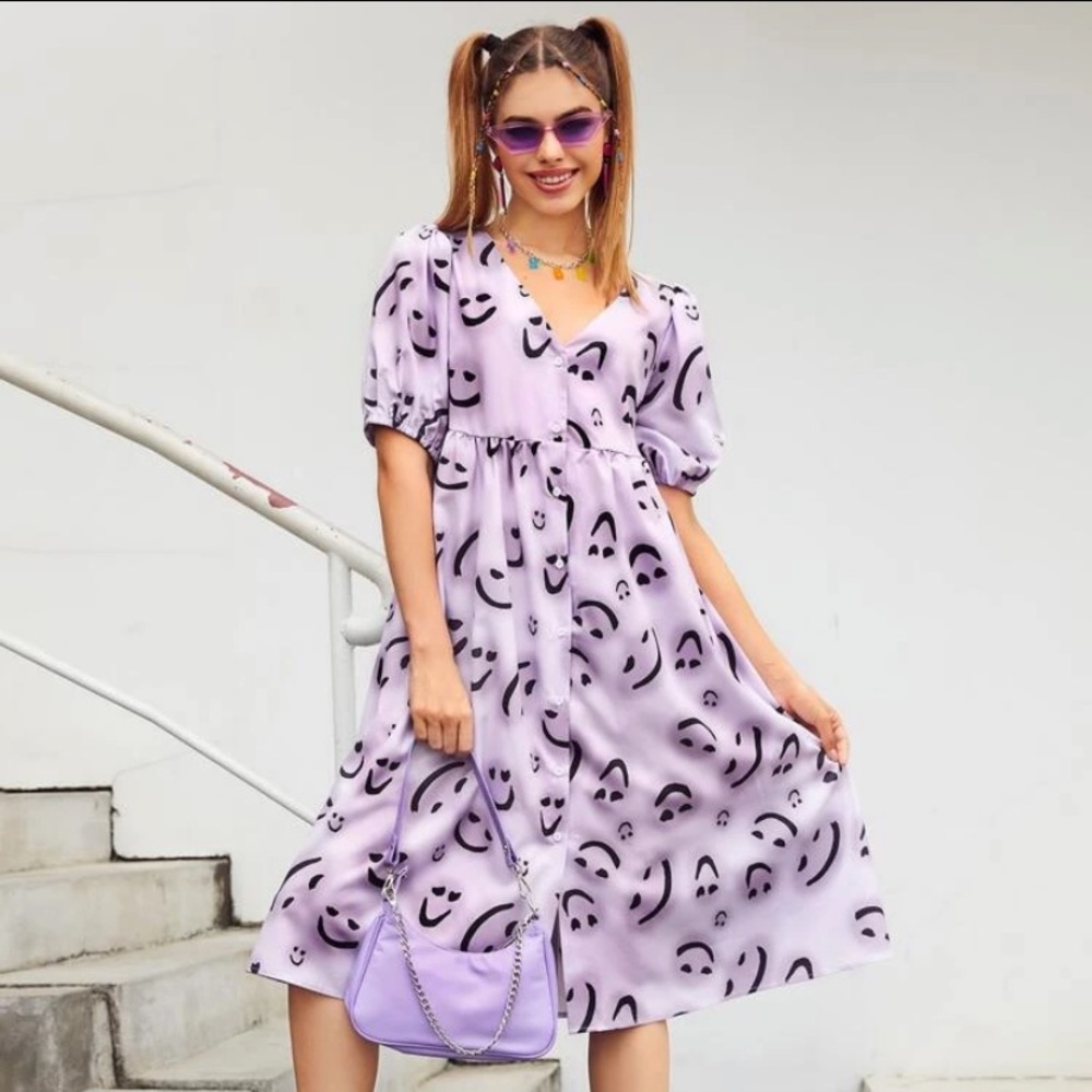 Purple face graffiti dress from Canada sold out hard to find